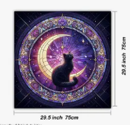 29" Square Tablecloth - Mystical Black Cat Tarot Card Altar Cloth