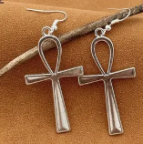 Ankh Dangle Earrings - Silver