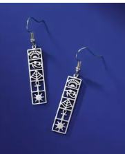 Horus Eye Egyptian Earrings - Silvertone