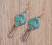 Bohemian Vintage Totem Carved Diamond Shaped Earrings