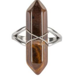 Tiger Eye Ring - Double Point Natural Crystal  - Adjustable