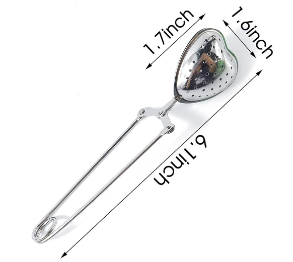 Heart Tea Infuser Strainer Stainless Steel Clamp Style