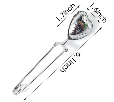 Heart Tea Infuser Strainer Stainless Steel Clamp Style
