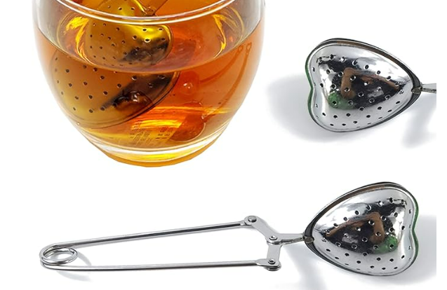 Heart Tea Infuser Strainer Stainless Steel Clamp Style