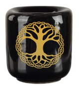 Pentacle Black Ceramic Mini Chime Spell Candle Holder