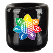 Pentacle Black Ceramic Mini Chime Spell Candle Holder