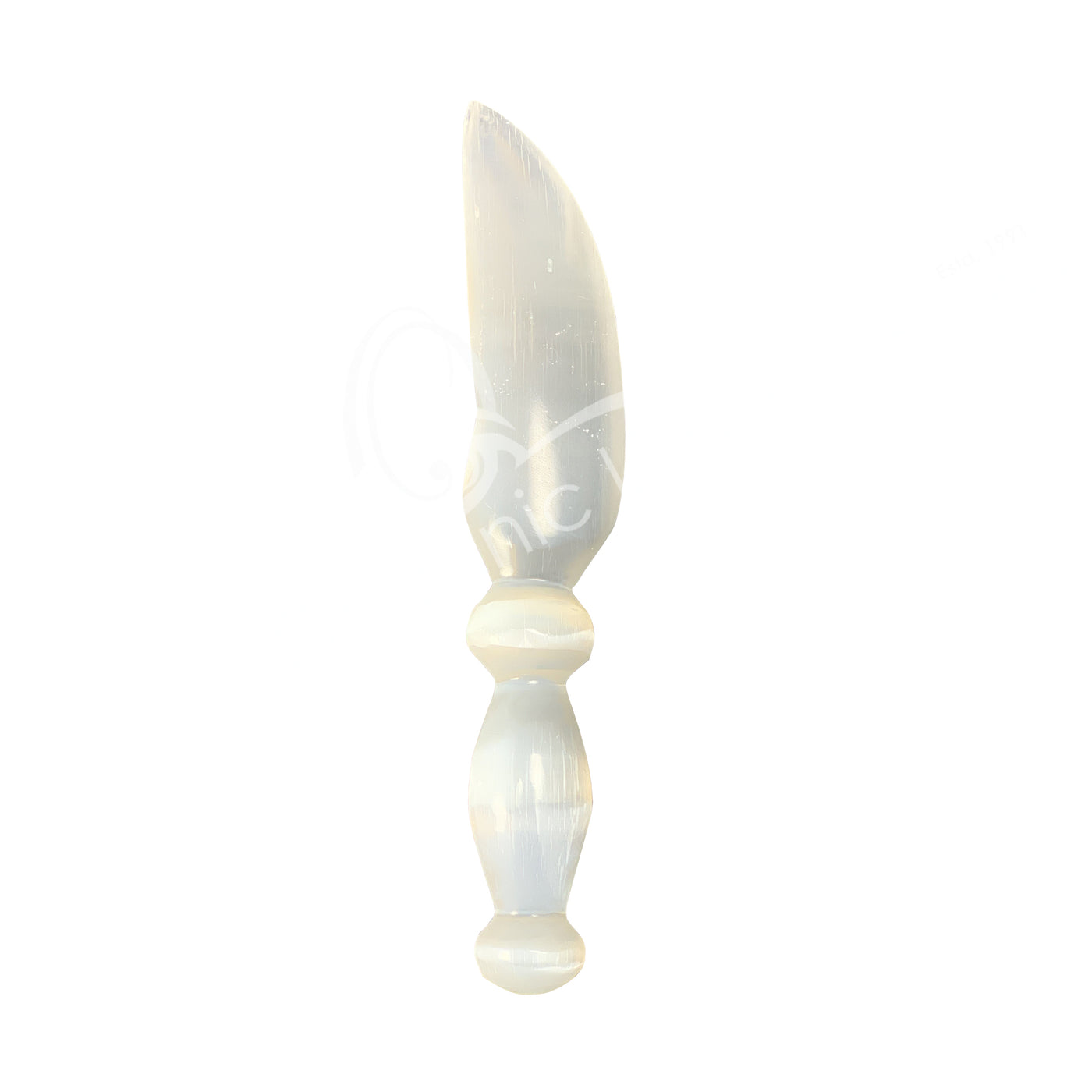 10" Selenite Athame Knife Carved