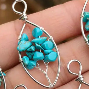 Turquoise Chips Tree of Life and Eye shaped Pendant