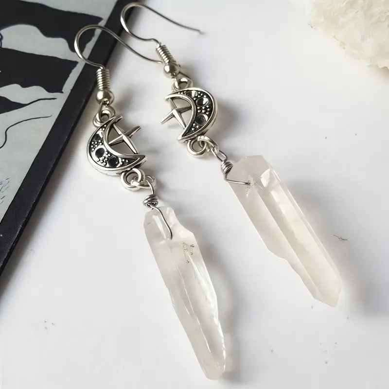 Gothic Raw Crystal Dangle Earrings
