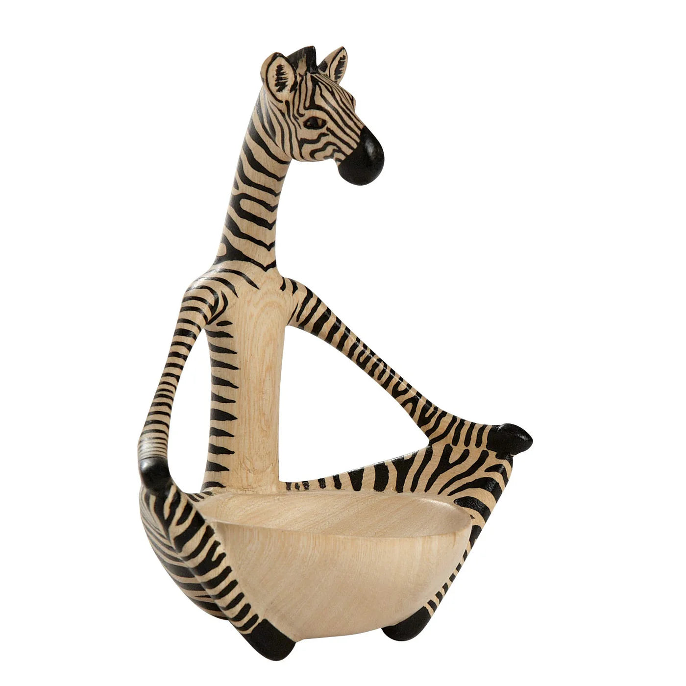 Zebra Yoga Wood Carved Bowl
