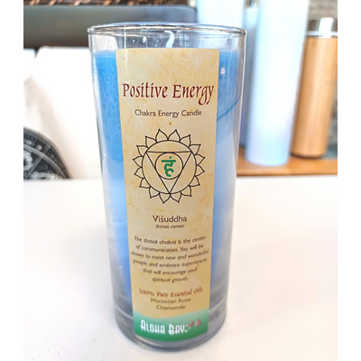 Positive Energy/ Throat Chakra Candle Glass Jar 11 oz