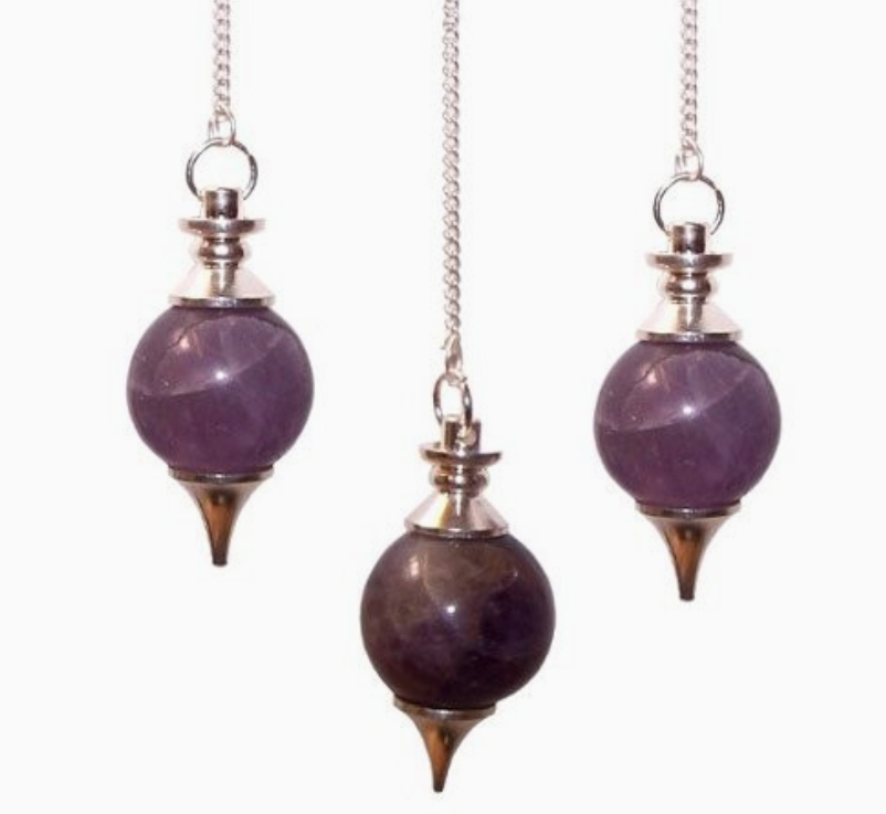 Amethyst Sphere with Metal Point Weight Pendulum