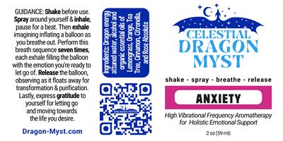 Release ANXIETY Celestial Dragons Myst Aromatherapy Spray (Holistic Emotional Wellness) - Organic