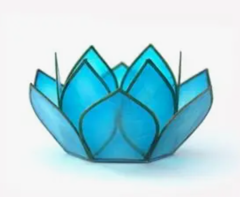 Aqua Capiz Shells Lotus Tea Light Holder (Throat Chakra/Blue)