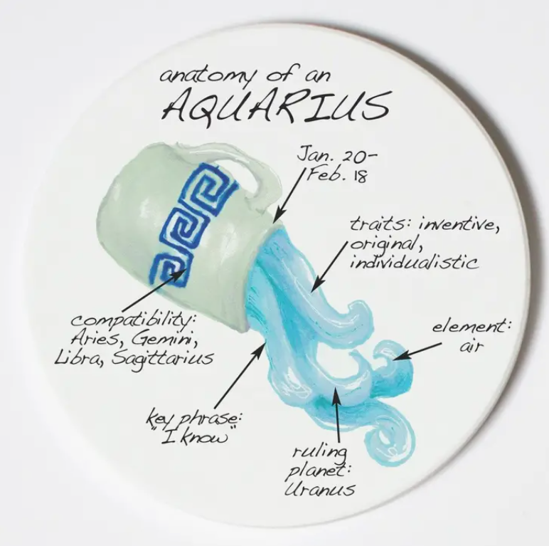 Aquarius Zodiac Anatomy Coasters