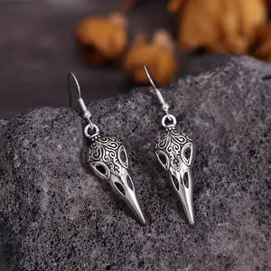 Vintage Gothic Raven Bird Head Drop Earrings