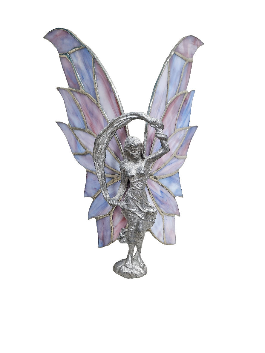 Pink/Purple Fairy Colorful Stained Glass Wings Standing