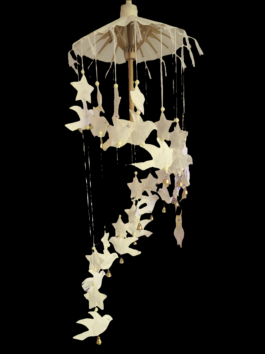 Mulberry Paper Mobile with Stars Handmade