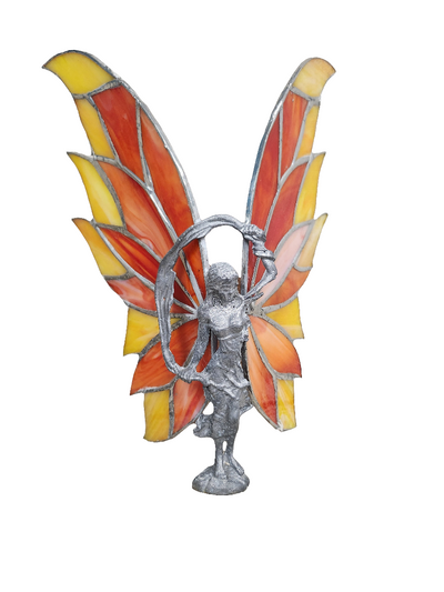 Orange/Red Fairy Colorful Stained Glass Wings Standing