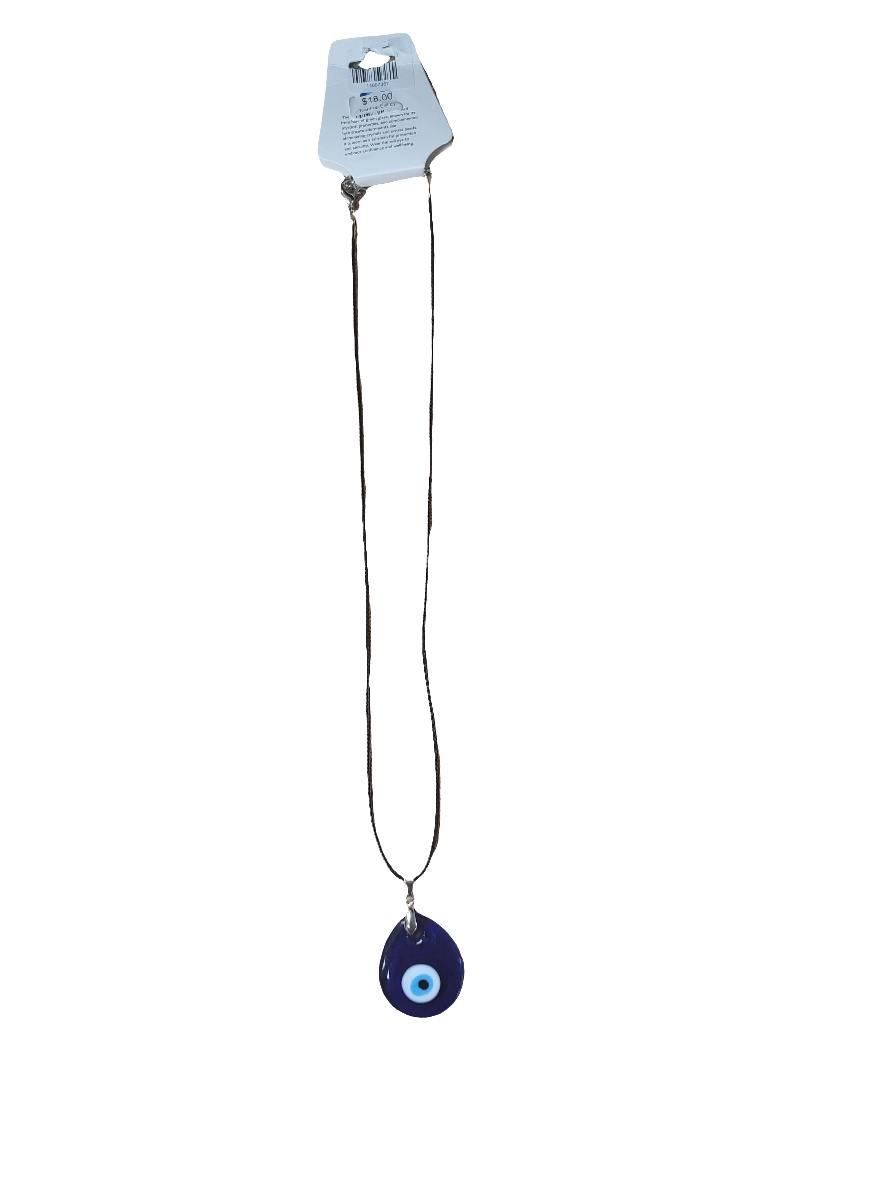 Teardrop Evil Eye Pendant & Black Cord