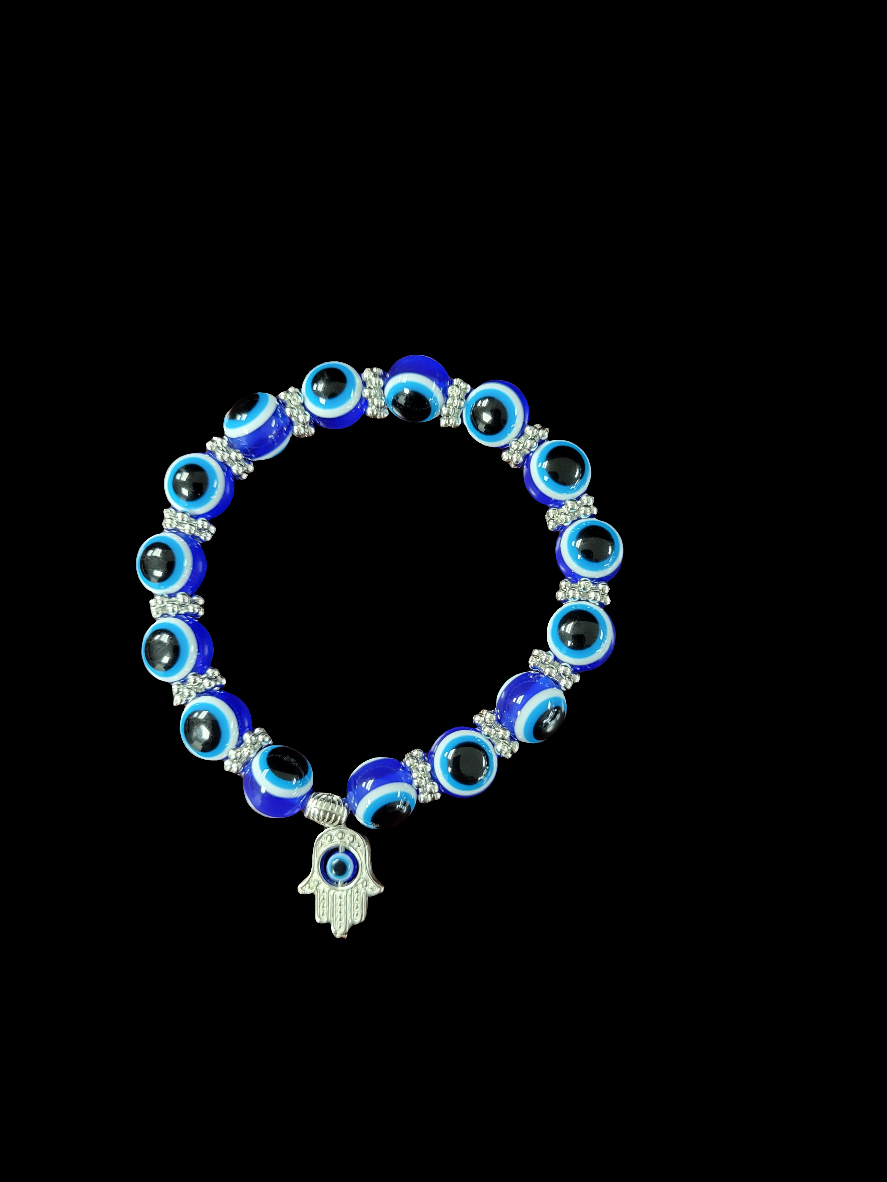 Evil Eye Bracelet with Hamsa Hand Charm (6mm)