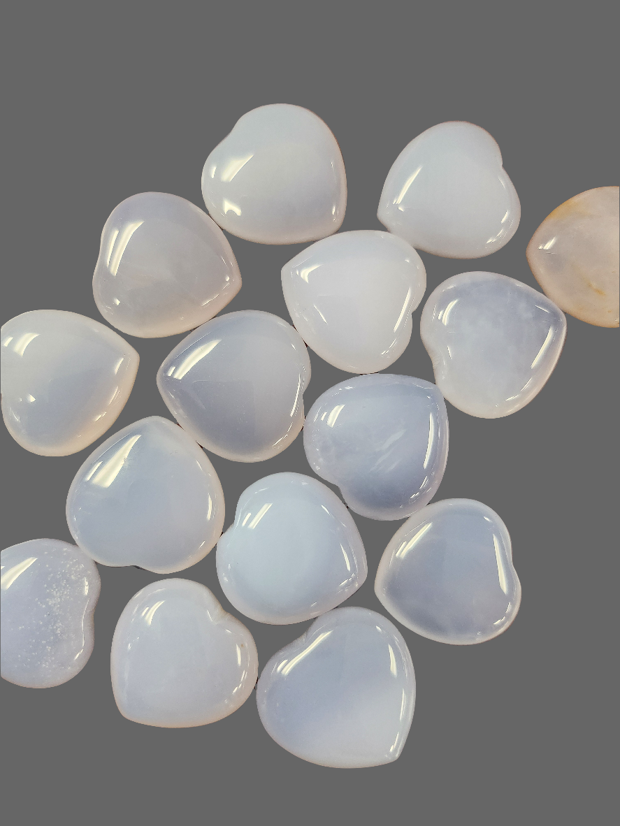 7/8" Chalcedony Heart Shape Crystal