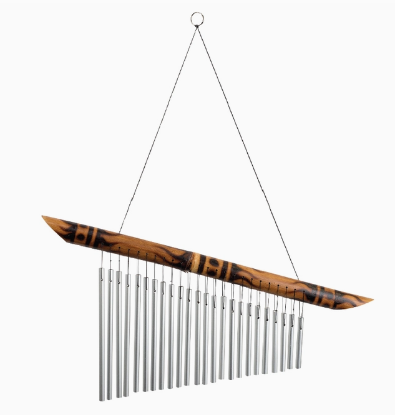 Bamboo & Metal Wind Chime 21"L