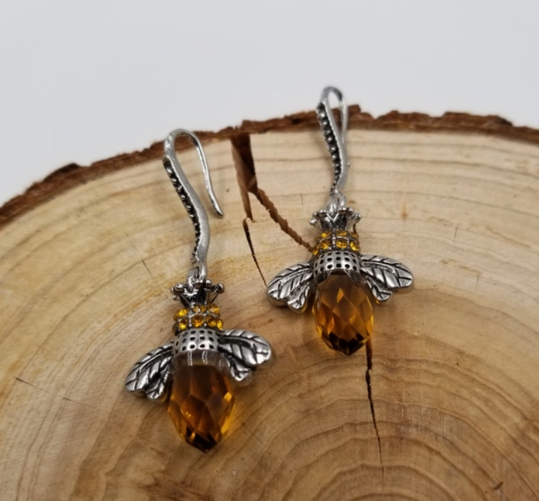 Bee Crystal Earrings Dangle