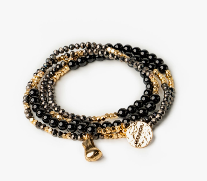 Black Agate Wrap Bracelet & Necklace