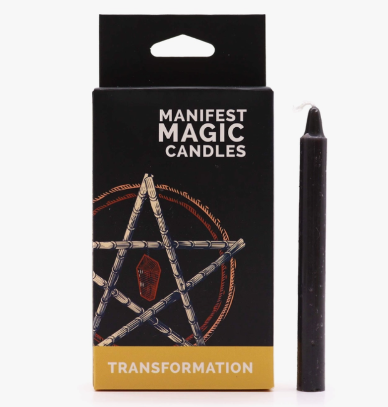 Black Manifest Magic Transformation Spell Chime Candles -Small Taper