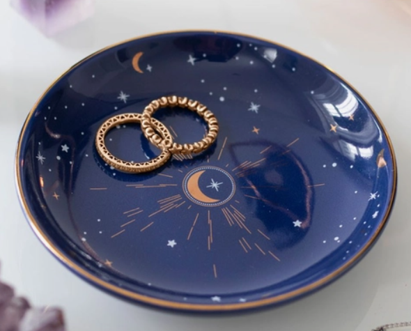 Blue Crescent Moon Ceramic Dish