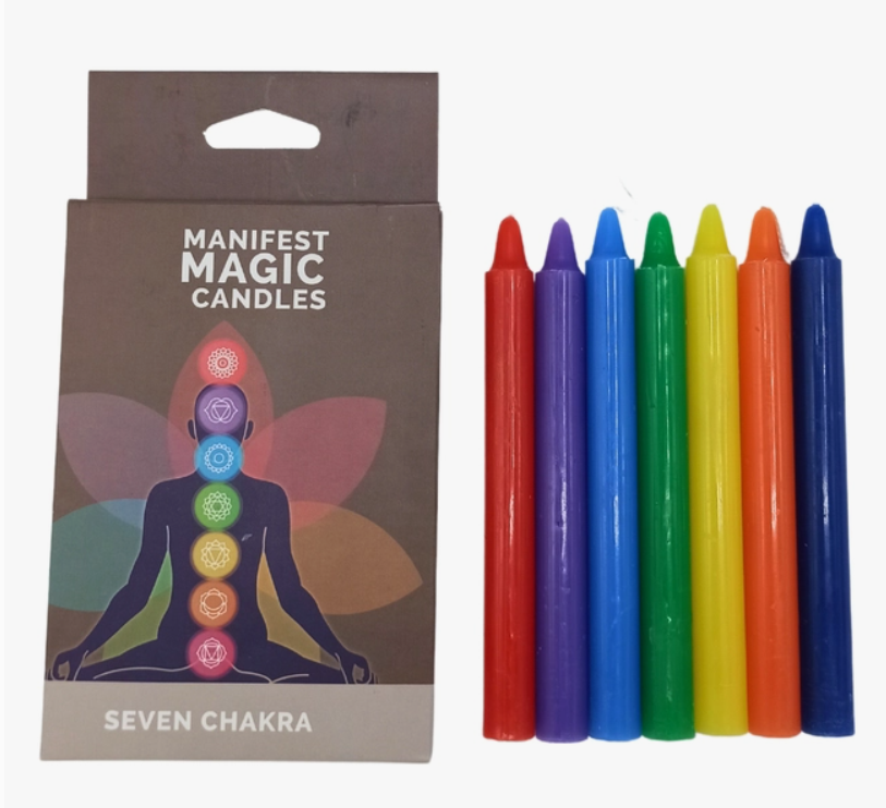 Seven Chakra Spell Chime Candles for Manifestation-Small Taper