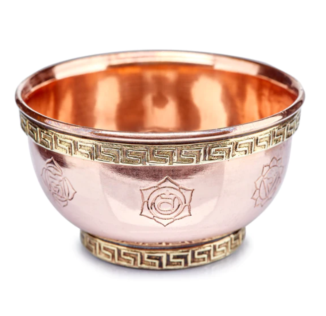 Copper Bowl Burner w/Chakra Symbols