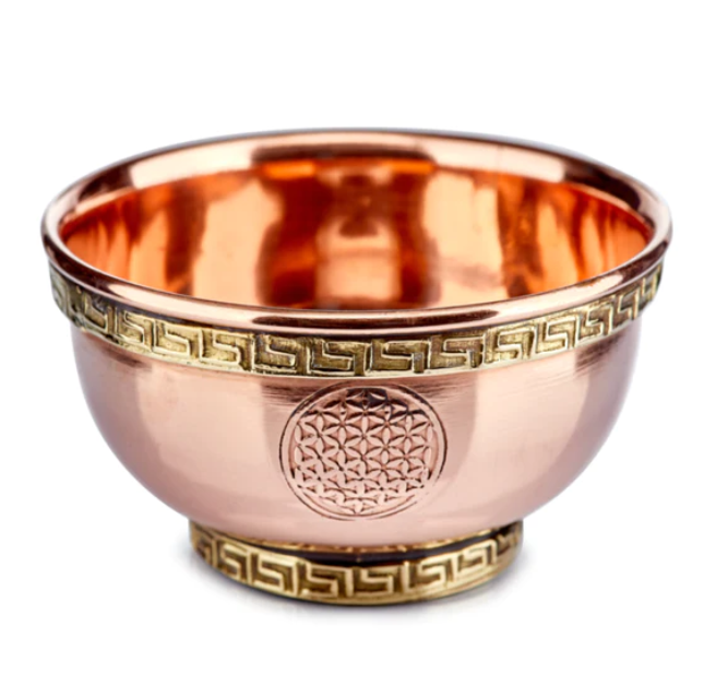 Copper Bowl Burner w/Flower of Life Symbol