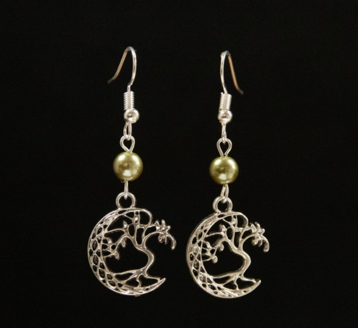 Crescent Tree Dangle Earrings