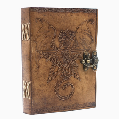 Leather Dragon Journal/Notebook with Metal Latch 6" x 8"