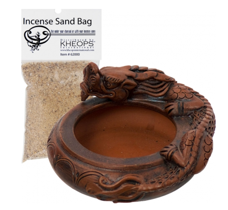 Dragon Terra Cotta Ceramic Incense Holder w/Sand bag