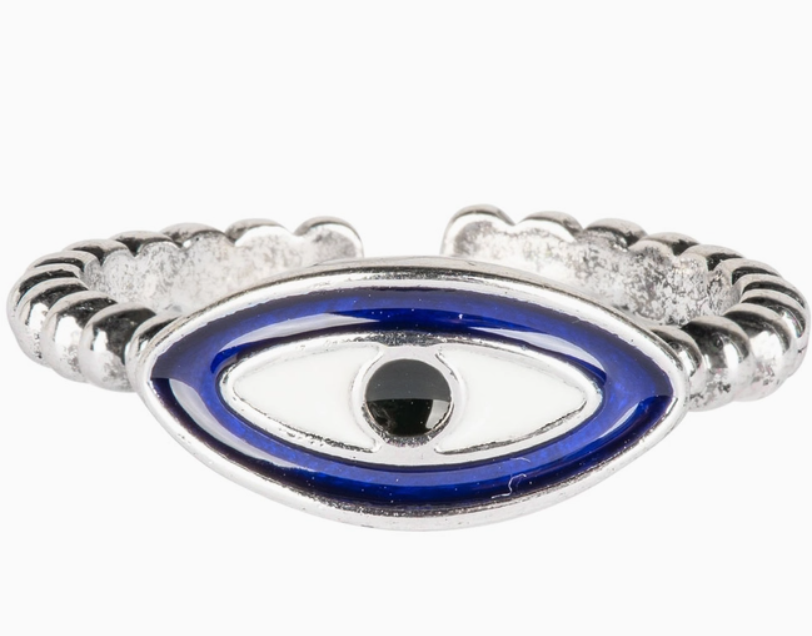 Oval Evil Eye Ring Adjustable