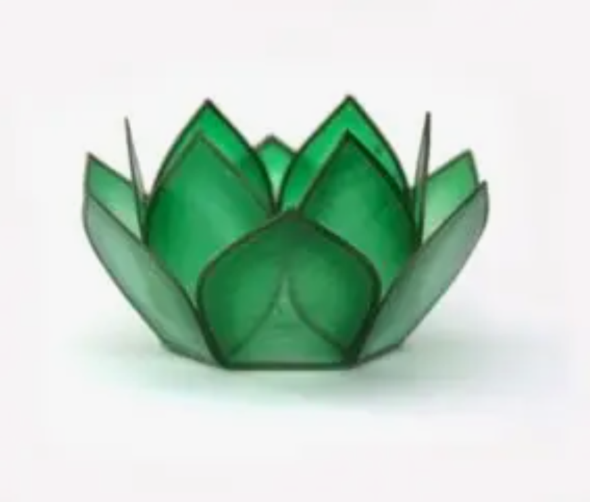 Emerald Capiz Shells Lotus Tea Light Holder (Heart Chakra/Green)