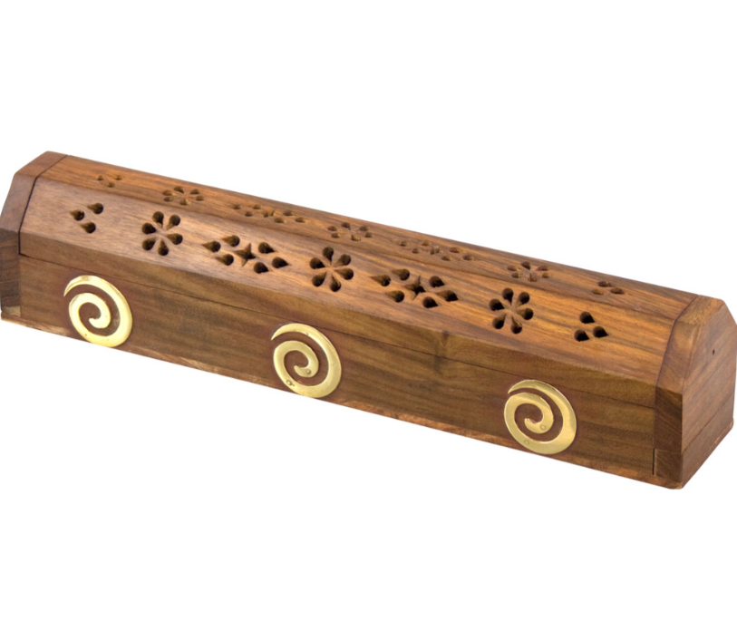 Energy Spiral Wood Incense Storage Box