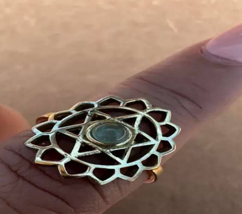 Heart Chakra Brass Ring w/Moonstone