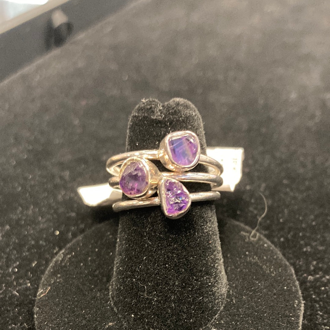 Amethyst Stackable Ring - Sterling Silver