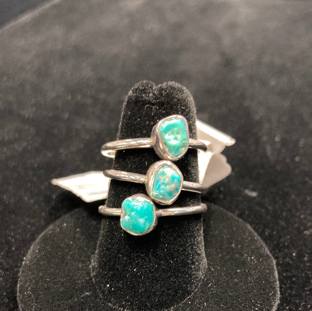 Turquoise Stackable Crystal Ring - Sterling Silver