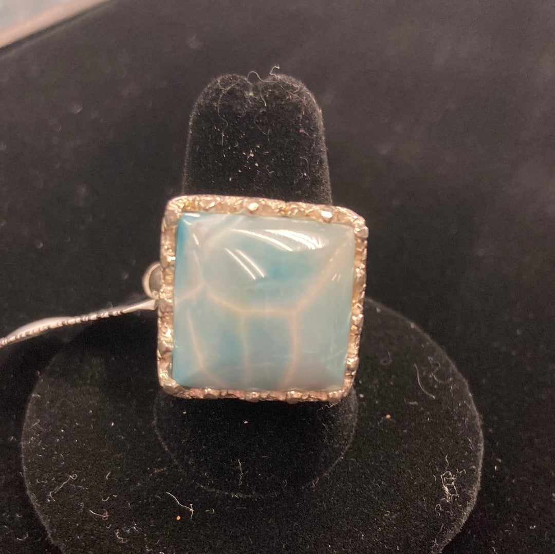 Larimar Square Ring Sterling Silver