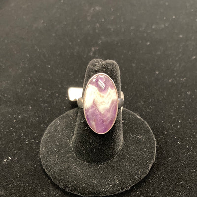 Chevron Amethyst Ring - Sterling Silver