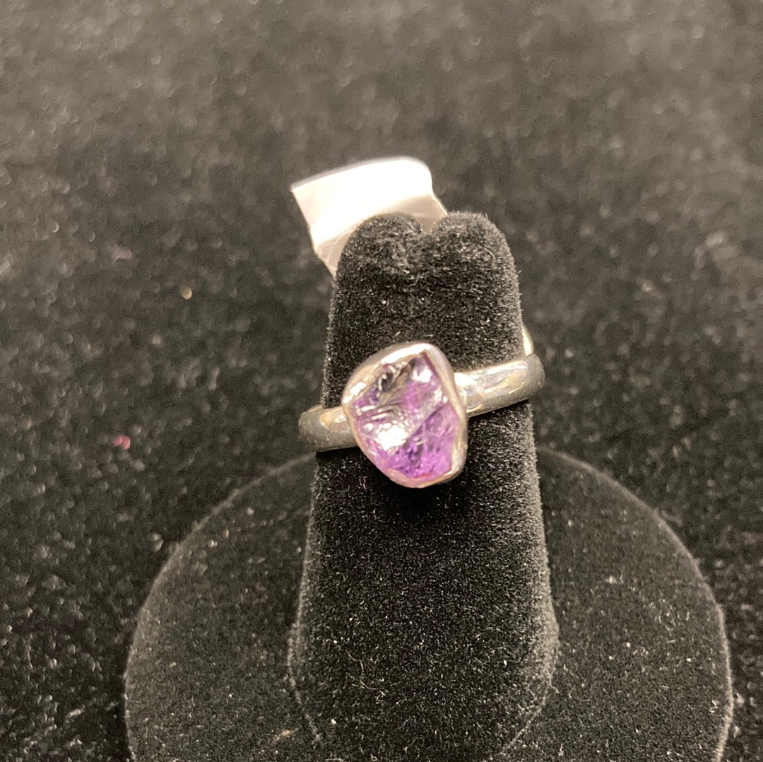 Raw Amethyst Ring Sterling Silver