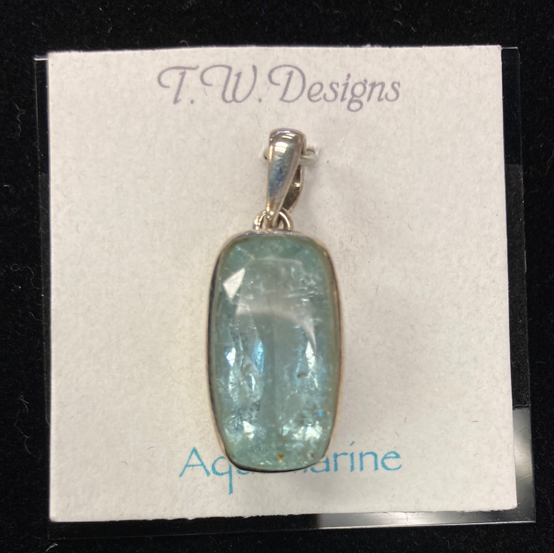 Aquamarine Sterling Silver Pendant