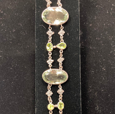 Green Topaz & Peridot Bracelet Sterling Silver