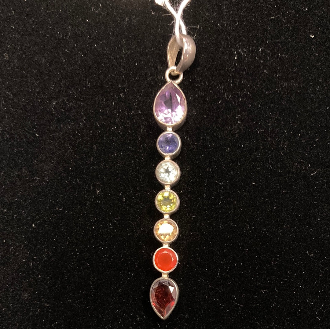 7 Gemstones Sterling Silver  Chakra Pendant