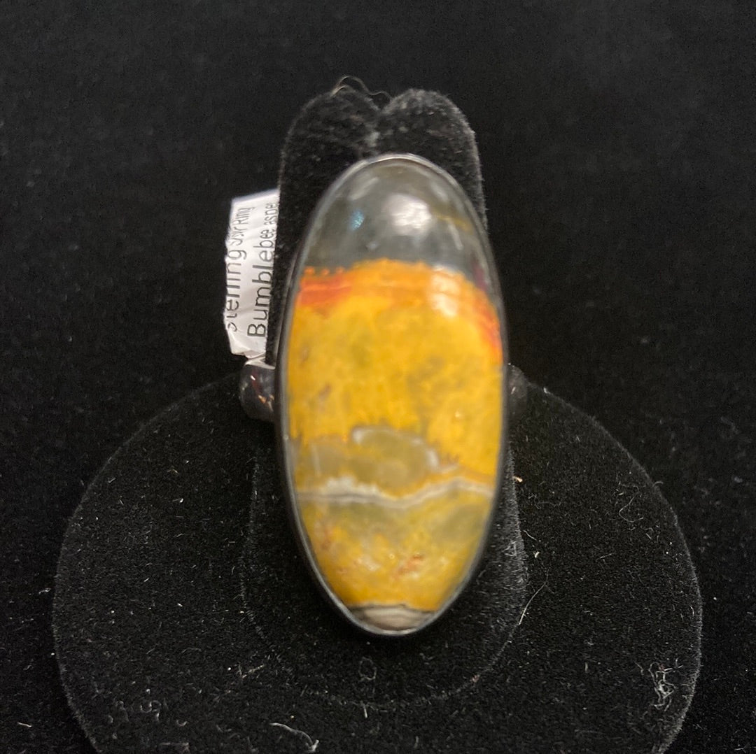 Bumblebee Jasper Oval Sterling Silver Ring